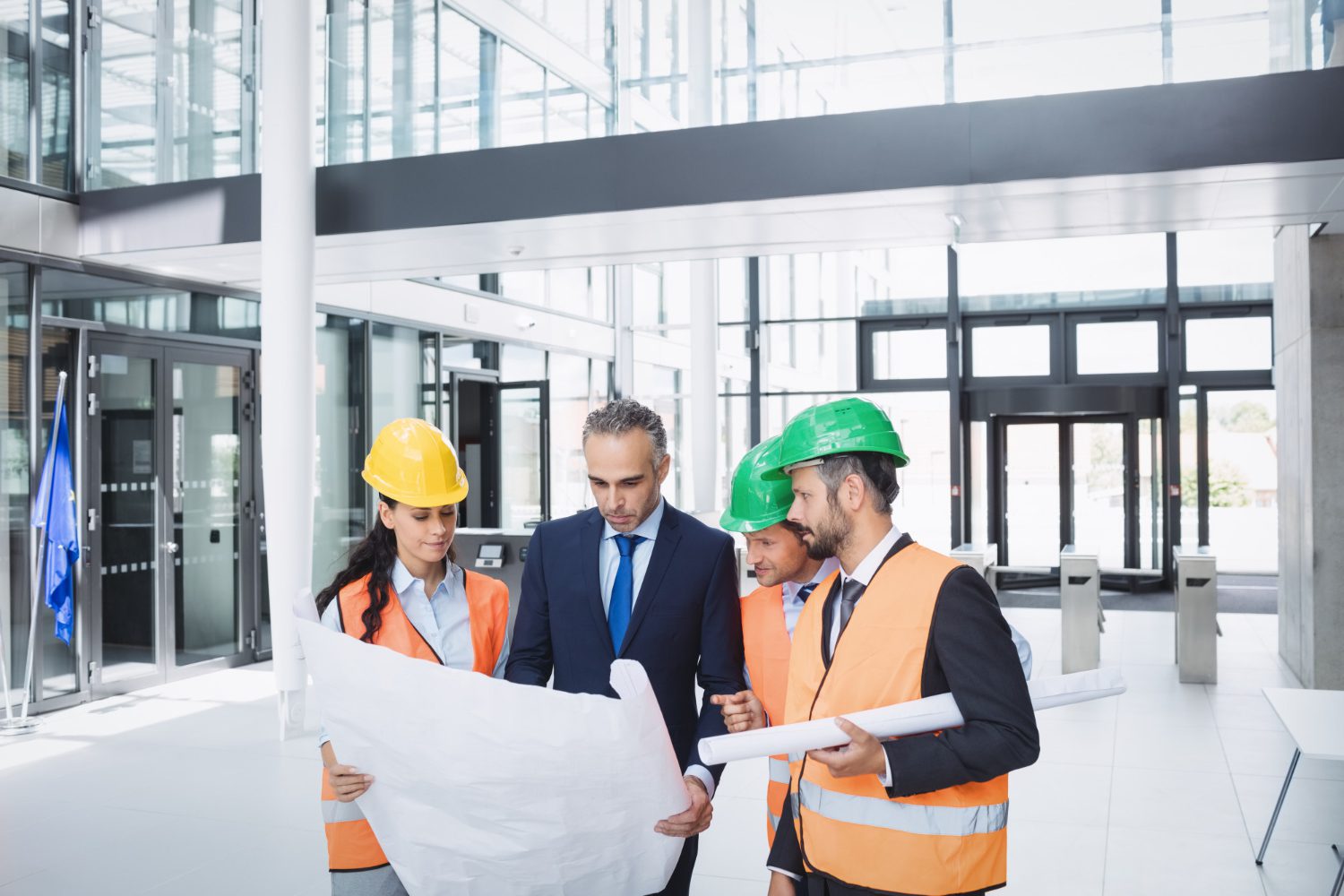 Factory background with concrete floor, night scene